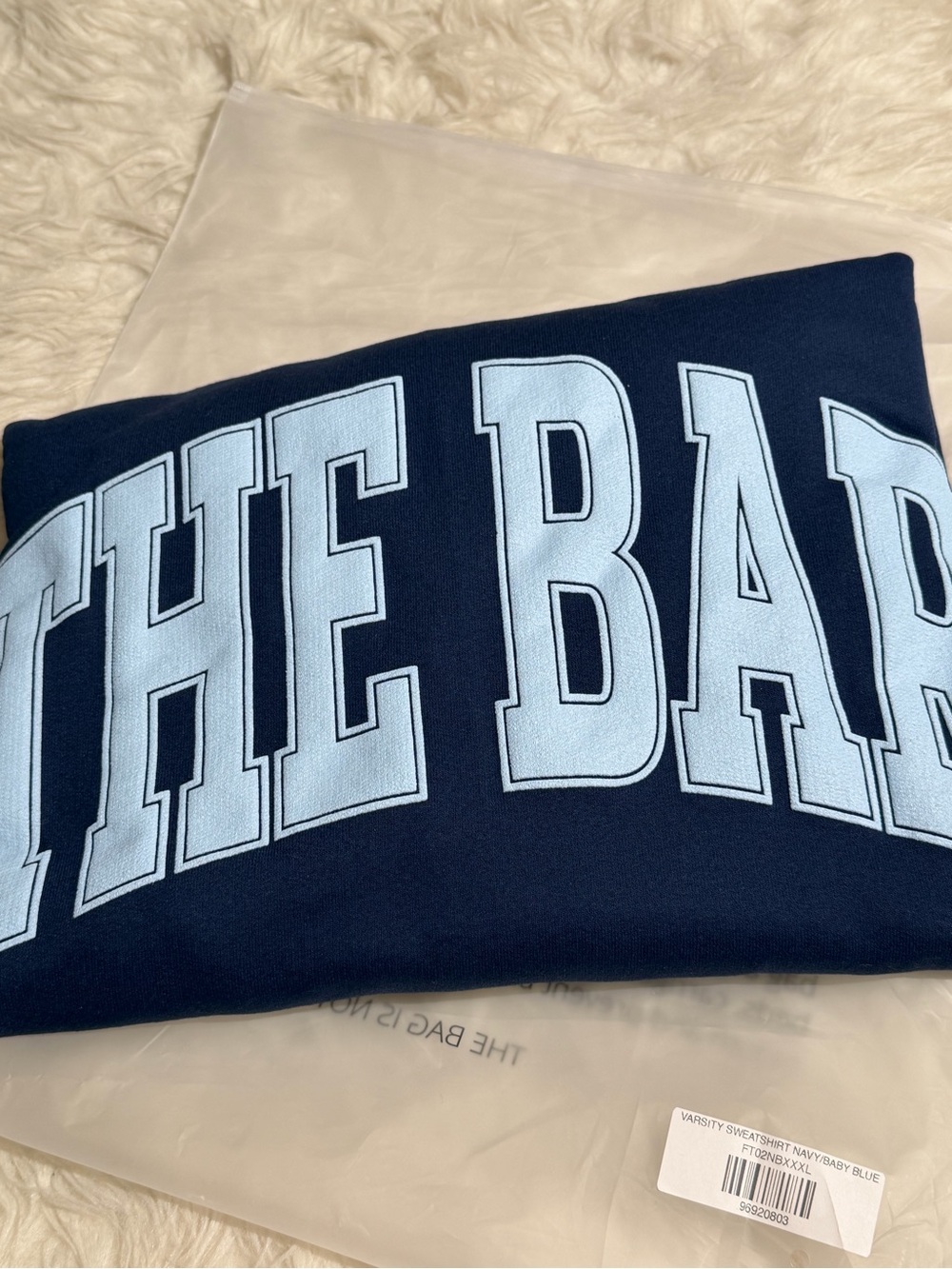 NWT THE BAR XXXL 3XL Oversized Crewneck Sweatshirt Navy Blue Baby Blue Sweater - Picture 11 of 12